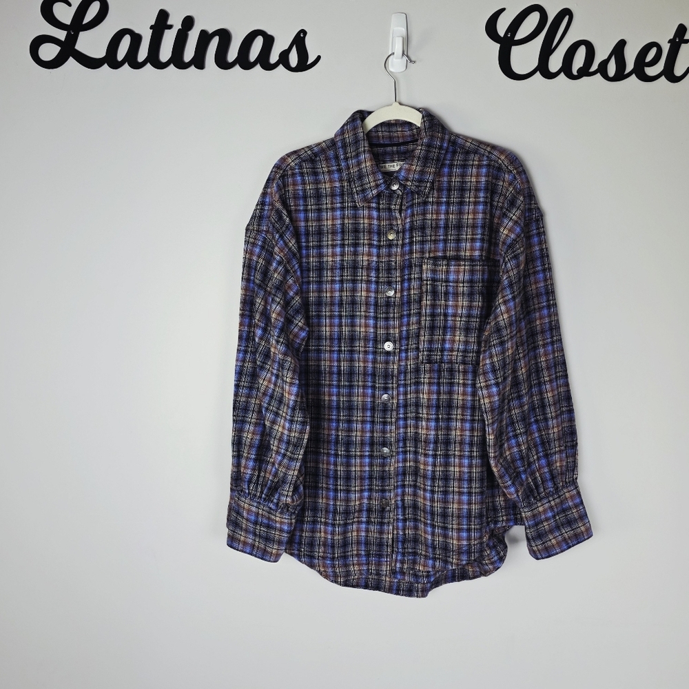 Free People Ashley Plaid Oversized Shirt Size Medium - Picture 2 of 10